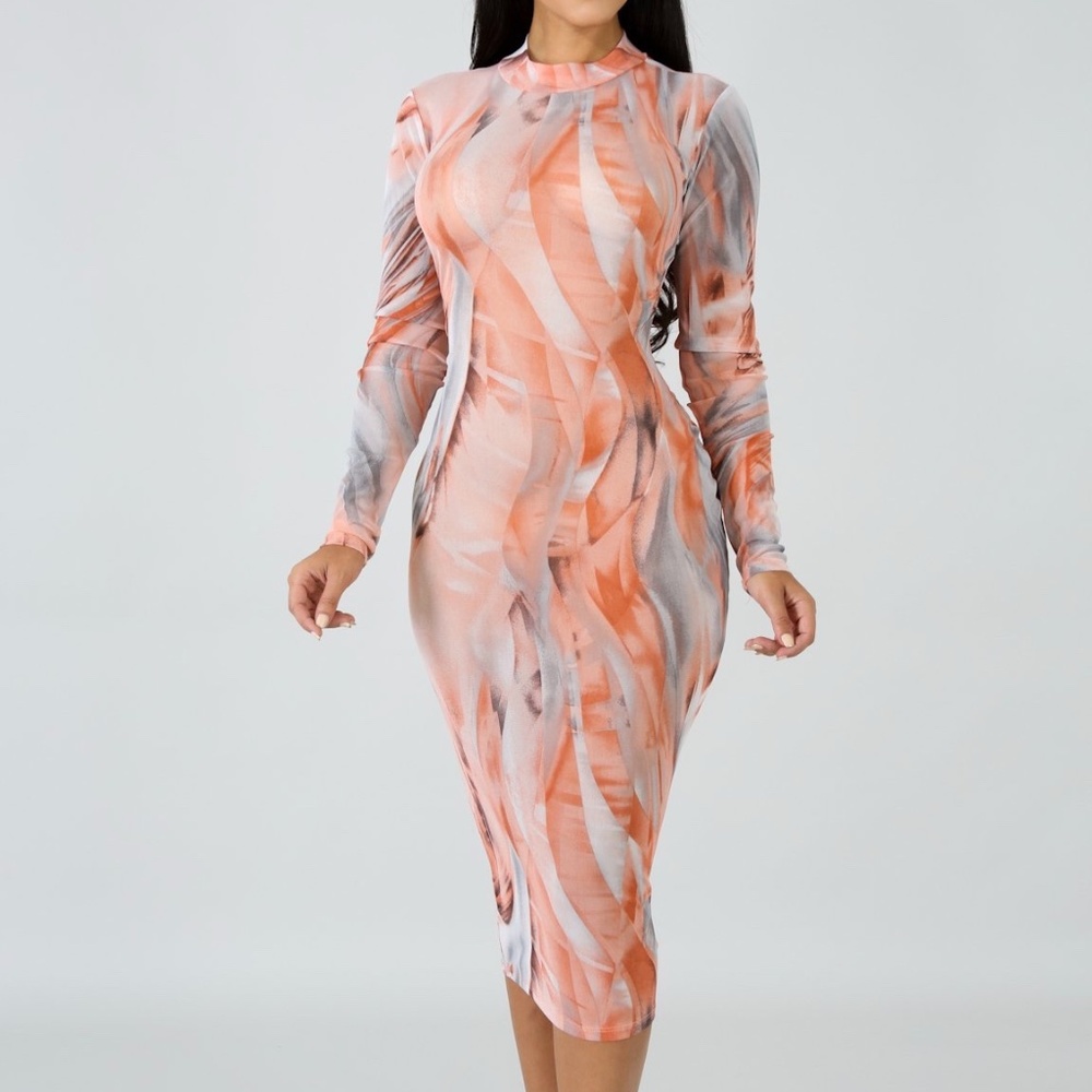 BRAND NEW 🏷 Sheer mock neck midi length dress